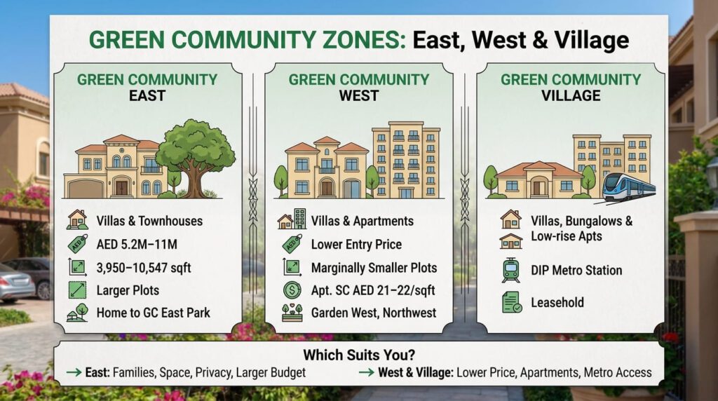 Green Community East vs West vs Village