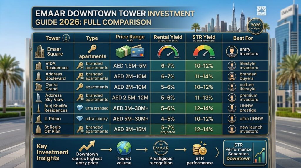 Downtown Dubai Emaar Tower Price Guide 2026