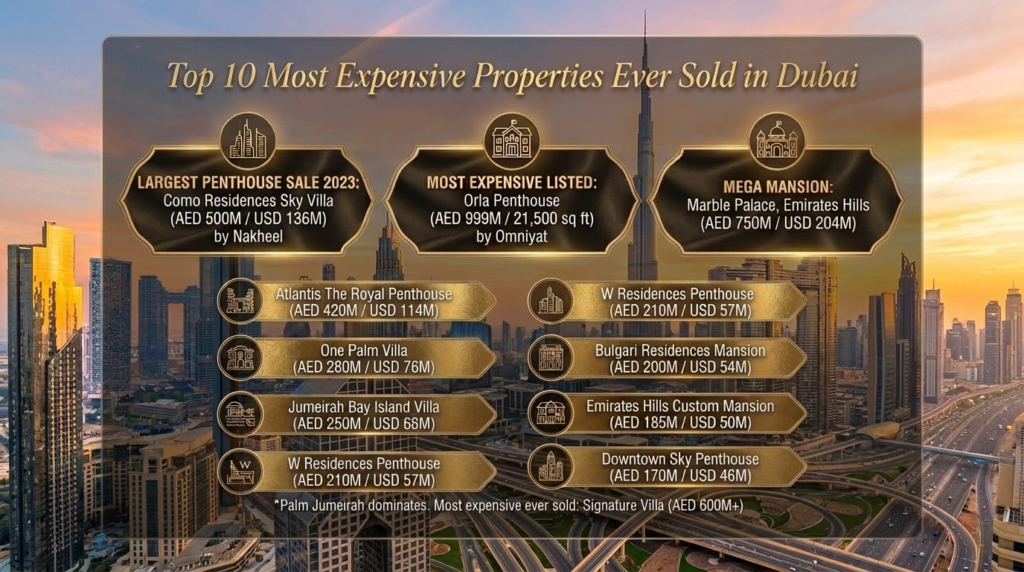 Top 10 Most Expensive Properties Ever Sold in Dubai