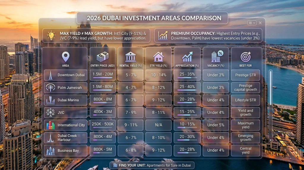 Dubai Investment Area Comparison 2026