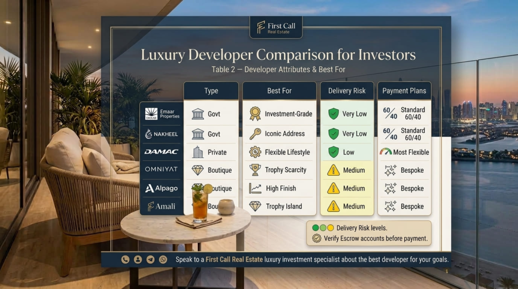Luxury Developer Comparison for Investors