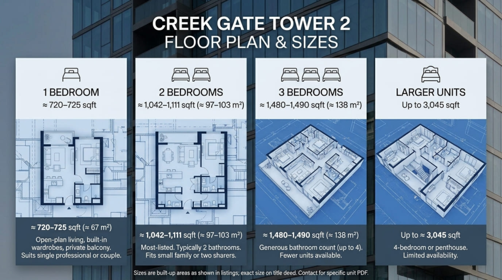Creek Gate Tower 2 Floor Plan and Sizes